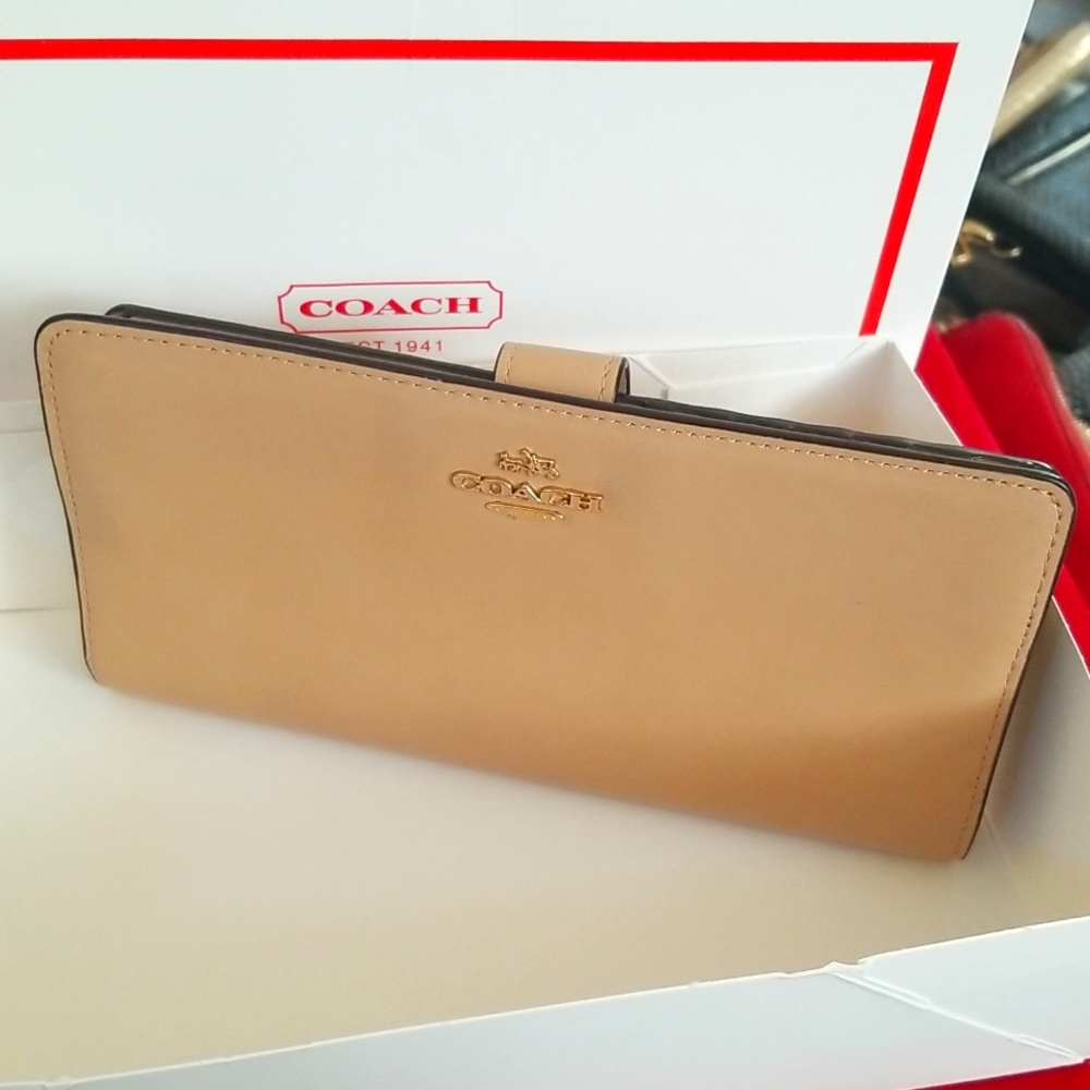 Coach refined calf skinny leather  wallet